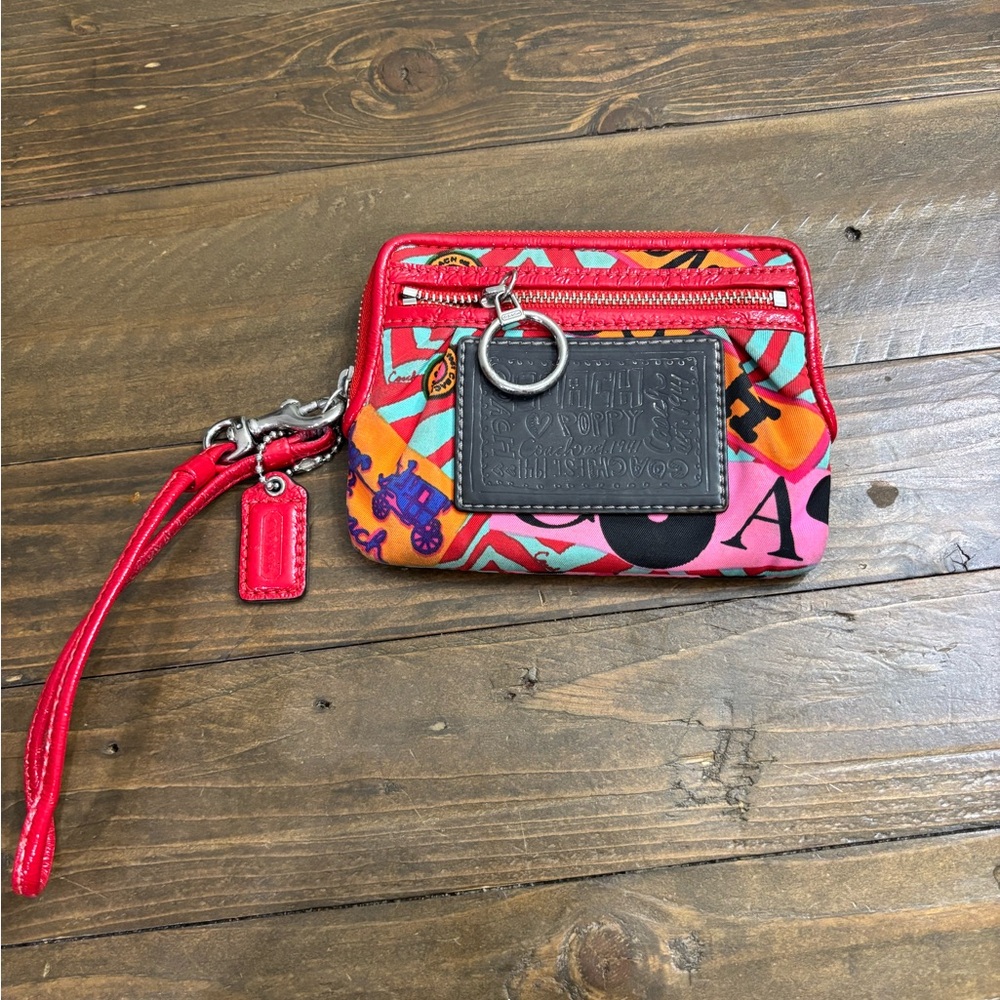 Coach Poppy Graffiti Wristlet